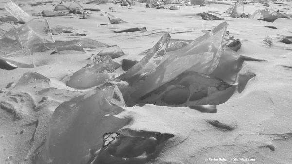 Black and white snow and ice